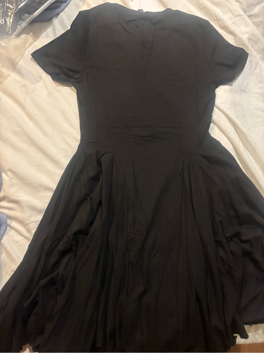 Classic Black Short-Sleeve Fit & Flare Dress